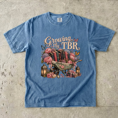 Growing My TBR Shirt, Book Lover Shirt, Reader Graphic Tee, Floral Book Shirt, Booktok Gift, Cozy Reader Tee, Bibliophile Gift