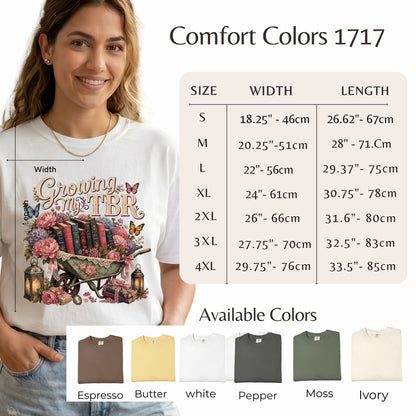 Growing My TBR Shirt, Book Lover Shirt, Reader Graphic Tee, Floral Book Shirt, Booktok Gift, Cozy Reader Tee, Bibliophile Gift