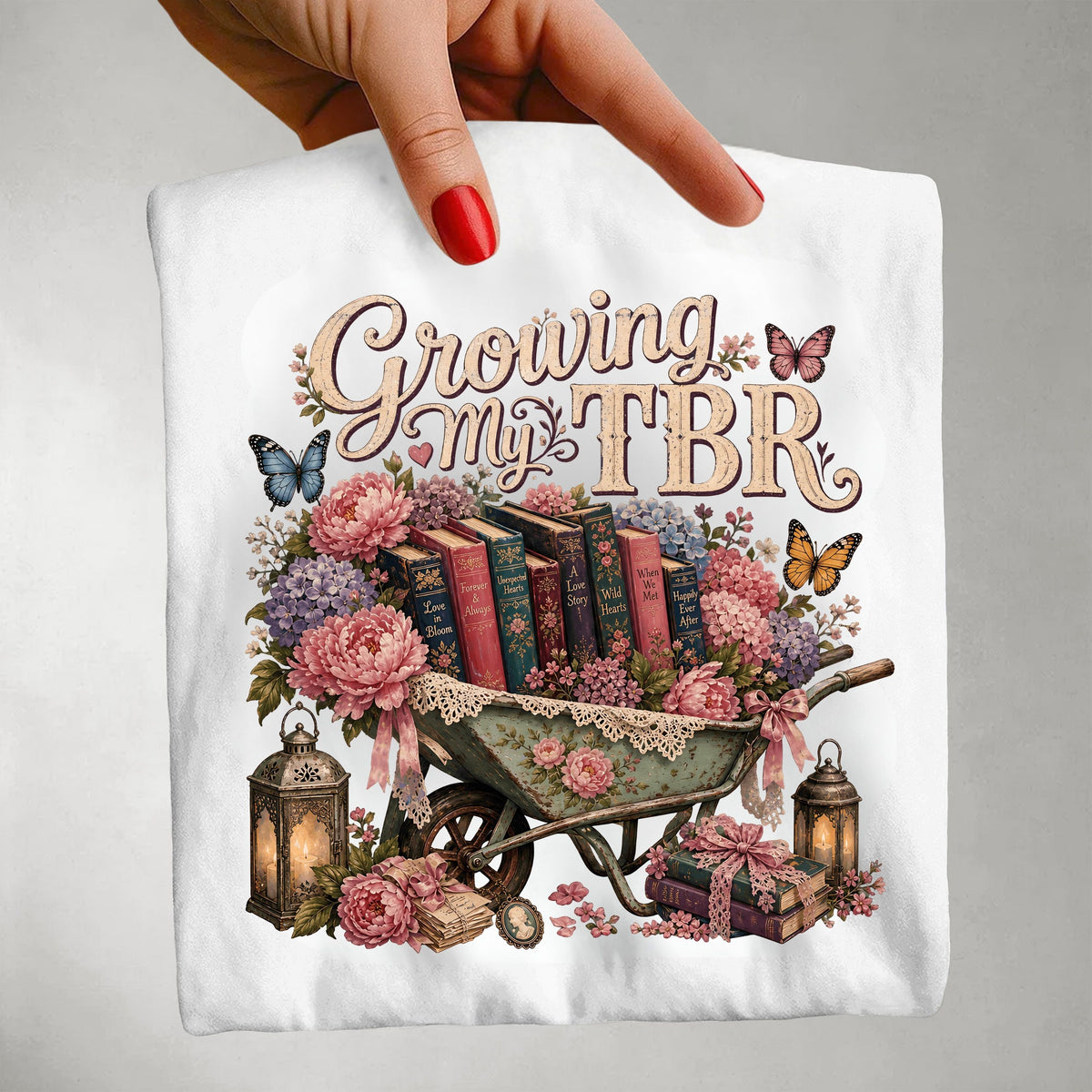 Growing My TBR Shirt, Book Lover Shirt, Reader Graphic Tee, Floral Book Shirt, Booktok Gift, Cozy Reader Tee, Bibliophile Gift