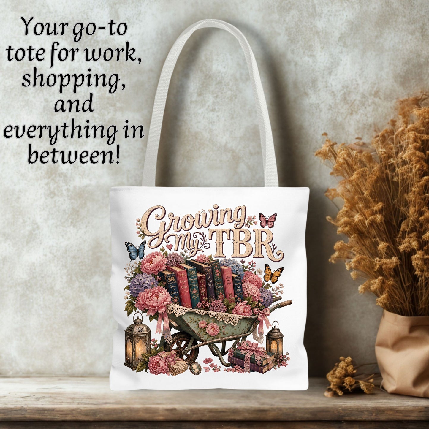 Growing My TBR Tote Bag, Book Lover Tote, Romance Reader Book Bag, BookTok Tote, Literary Gift for Readers
