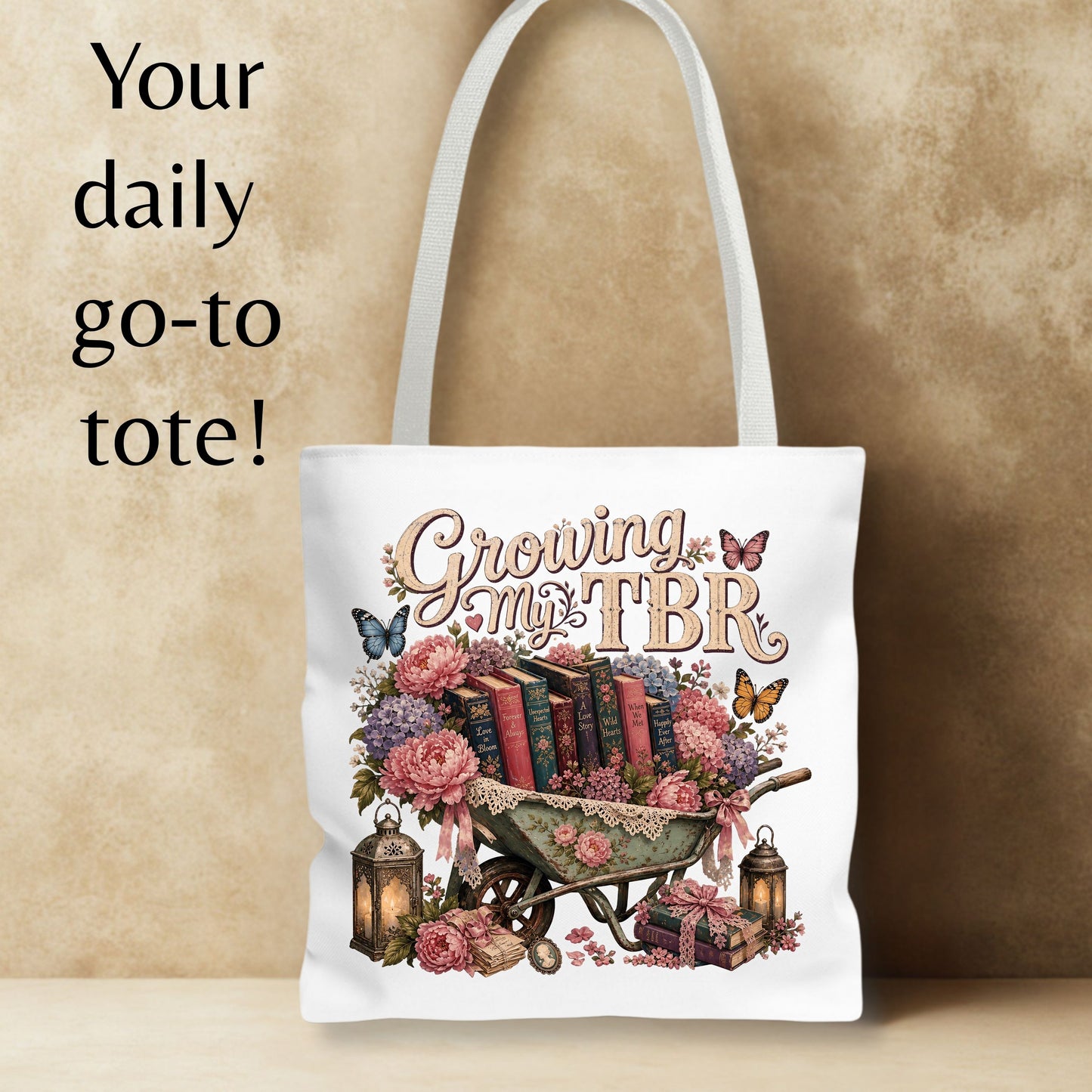 Growing My TBR Tote Bag, Book Lover Tote, Romance Reader Book Bag, BookTok Tote, Literary Gift for Readers
