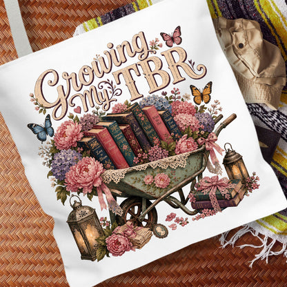 Growing My TBR Tote Bag, Book Lover Tote, Romance Reader Book Bag, BookTok Tote, Literary Gift for Readers