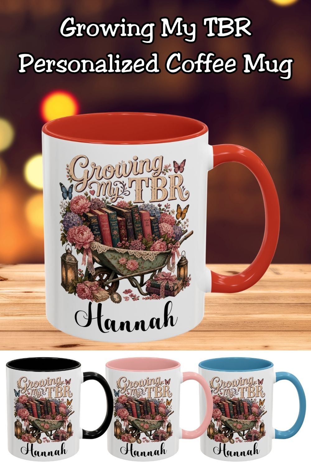 Growing My TBR Personalized Mug, Custom Book Lover Coffee Mug, Romance Reader Gift, BookTok Mug, Literary Coffee Cup