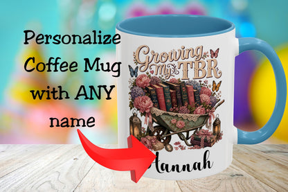 Growing My TBR Personalized Mug, Custom Book Lover Coffee Mug, Romance Reader Gift, BookTok Mug, Literary Coffee Cup