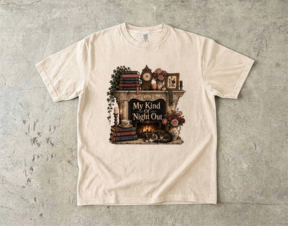 My Kind of Night Out Shirt, Book Lover T-Shirt, Cozy Reading Shirt, Introvert Reader Tee, Bookish Gift for Women