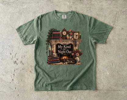 My Kind of Night Out Shirt, Book Lover T-Shirt, Cozy Reading Shirt, Introvert Reader Tee, Bookish Gift for Women