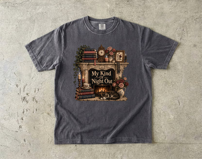 My Kind of Night Out Shirt, Book Lover T-Shirt, Cozy Reading Shirt, Introvert Reader Tee, Bookish Gift for Women