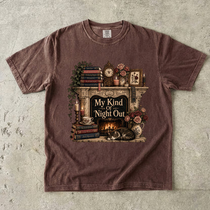 My Kind of Night Out Shirt, Book Lover T-Shirt, Cozy Reading Shirt, Introvert Reader Tee, Bookish Gift for Women