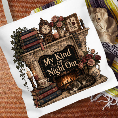 My Kind of Night Out Tote Bag, Book Lover Tote, Cozy Reading Book Bag, Literary Tote, Introvert Reader Gift for Women
