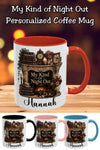 Personalized My Kind of Night Out Mug, Book Lover Coffee Mug, Custom Reader Gift, Cozy Reading Mug, Bookish Gift for Women
