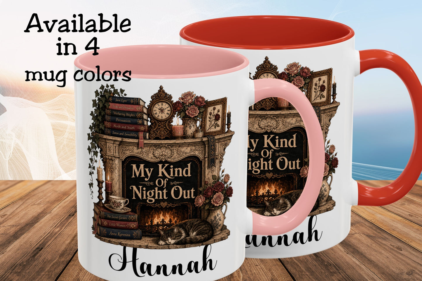 Personalized My Kind of Night Out Mug, Book Lover Coffee Mug, Custom Reader Gift, Cozy Reading Mug, Bookish Gift for Women