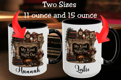 Personalized My Kind of Night Out Mug, Book Lover Coffee Mug, Custom Reader Gift, Cozy Reading Mug, Bookish Gift for Women