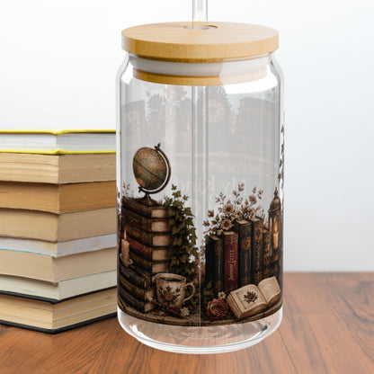 My Kind of Night Out Glass Cup, Book Lover Glass Tumbler, Cozy Reading Cup, Literary Gift for Readers, Bookish Iced Coffee Cup