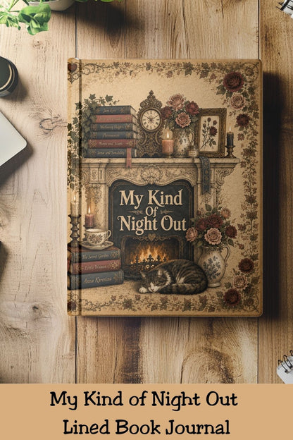 My Kind of Night Out Journal, Book Lover Notebook, Cozy Reading Journal, Vintage Literary Notebook, Gift for Readers