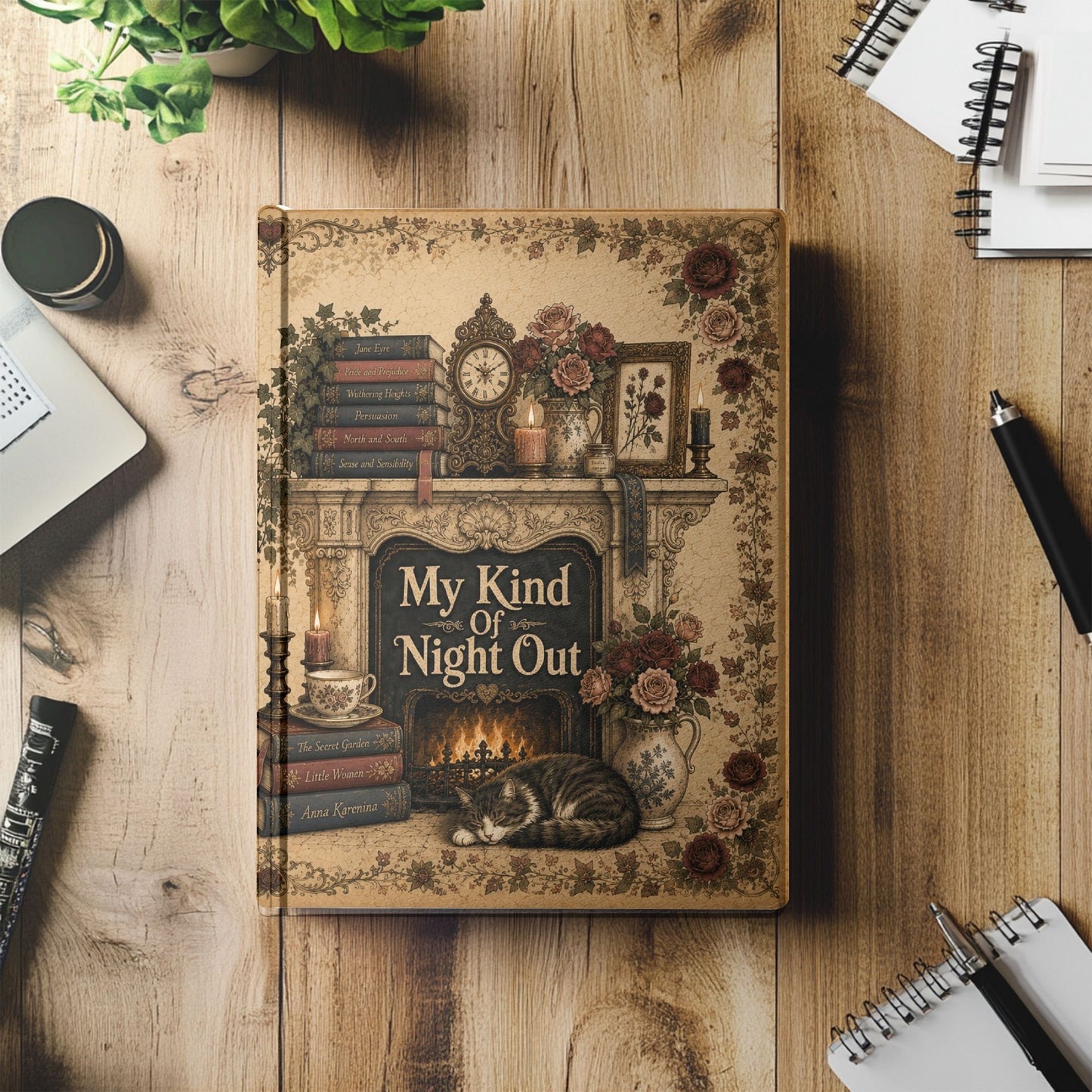 My Kind of Night Out Journal, Book Lover Notebook, Cozy Reading Journal, Vintage Literary Notebook, Gift for Readers