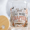 Just One More Chapter Autumn Fall Pumpkin Ghost 16oz Glass Cup, 16oz Halloween Glass Cup , Retro Fall, Trendy Floral Autumn Ghost Book Lover