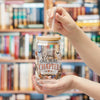 Just One More Chapter Autumn Fall Pumpkin Ghost 16oz Glass Cup, 16oz Halloween Glass Cup , Retro Fall, Trendy Floral Autumn Ghost Book Lover