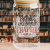 Just One More Chapter Autumn Fall Pumpkin Ghost 16oz Glass Cup, 16oz Halloween Glass Cup , Retro Fall, Trendy Floral Autumn Ghost Book Lover