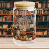 Just One More Chapter Autumn Fall Pumpkin Ghost 16oz Glass Cup, 16oz Halloween Glass Cup , Retro Fall, Trendy Floral Autumn Ghost Book Lover