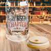 Just One More Chapter Autumn Fall Pumpkin Ghost 16oz Glass Cup, 16oz Halloween Glass Cup , Retro Fall, Trendy Floral Autumn Ghost Book Lover