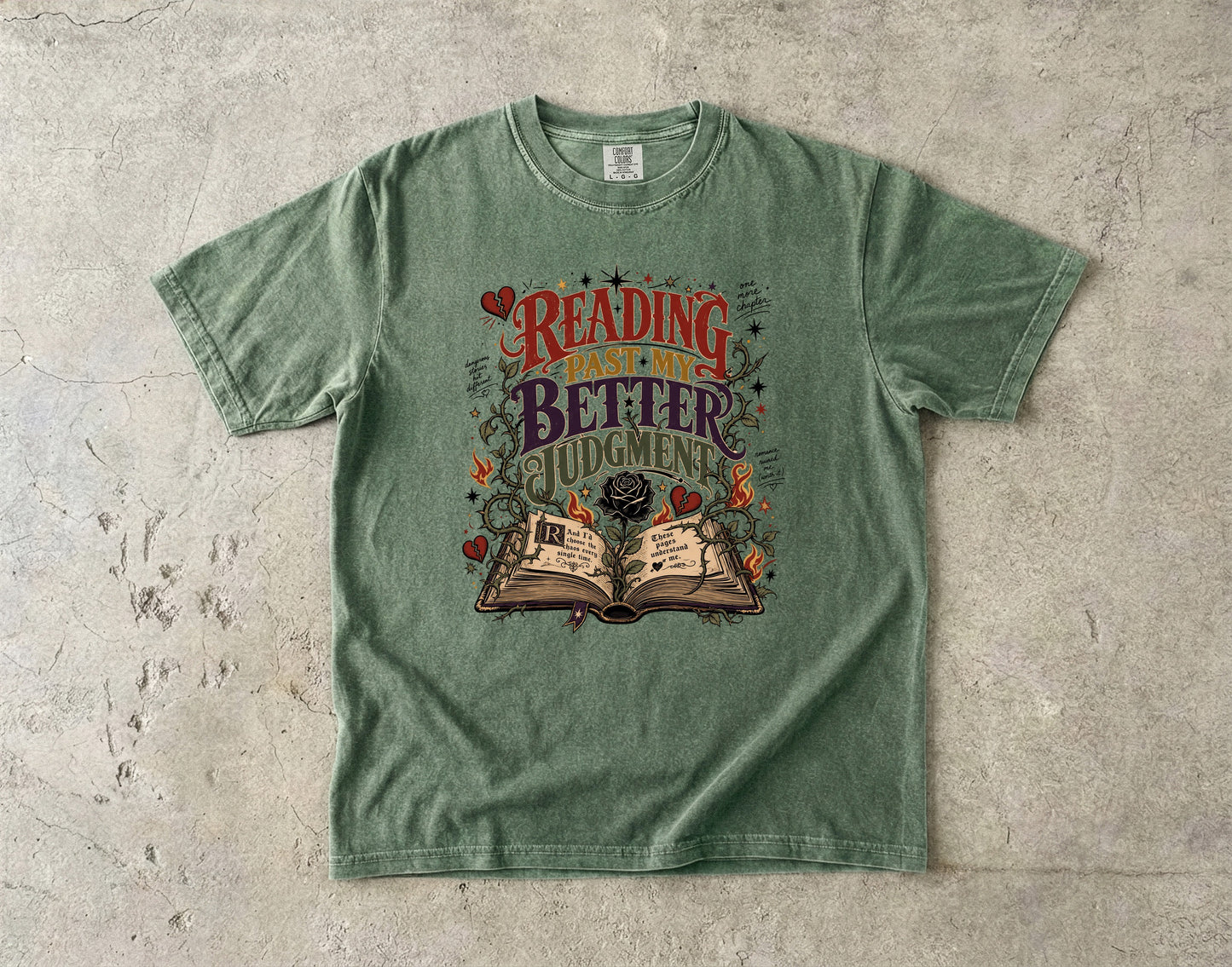 Reading Past My Better Judgment Shirt, Funny Book Lover Tee, Romance Reader Graphic T-Shirt