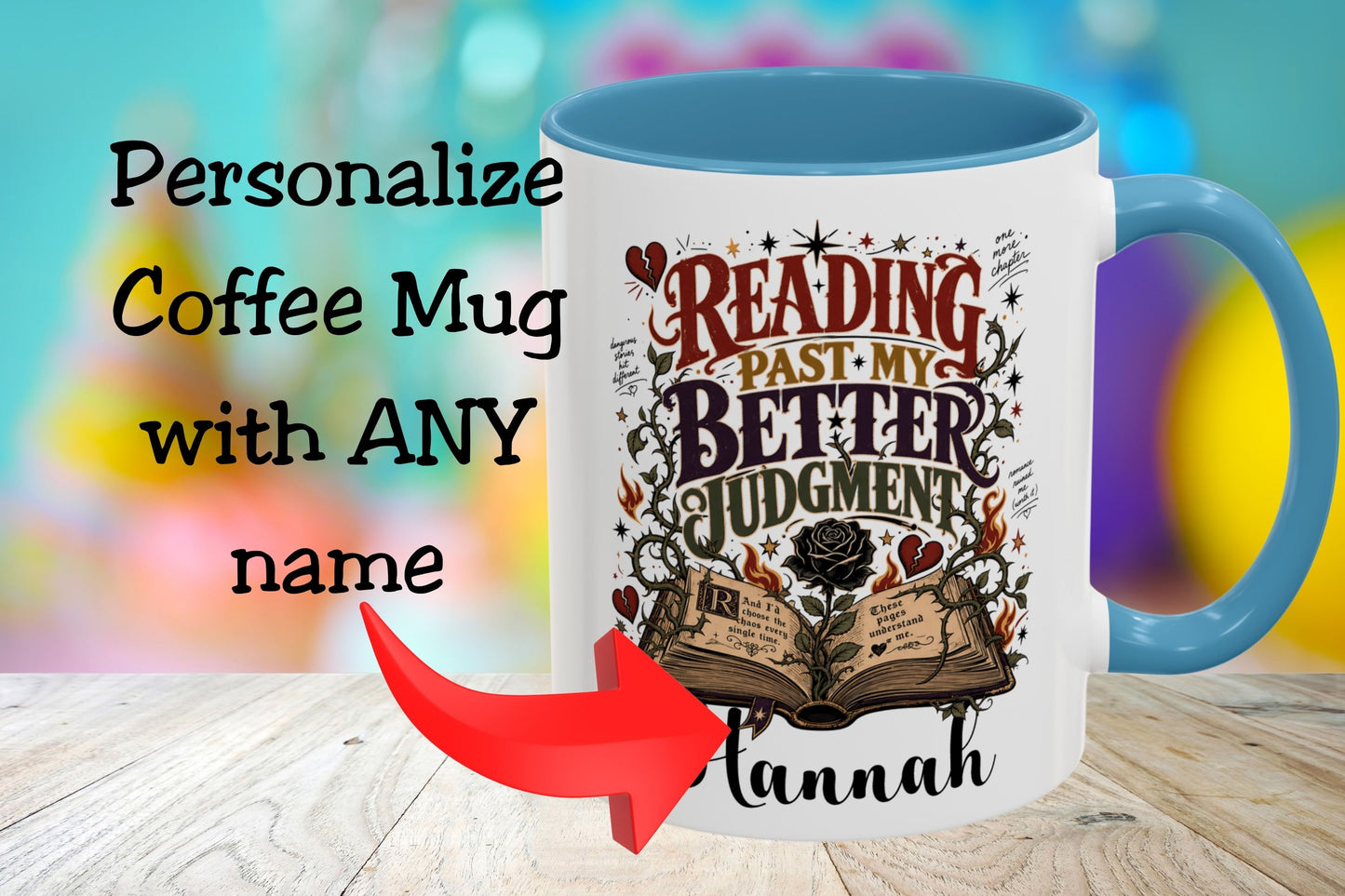 Personalized Reading Past My Better Judgment Mug, Funny Book Lover Mug, Custom Romance Reader Gift