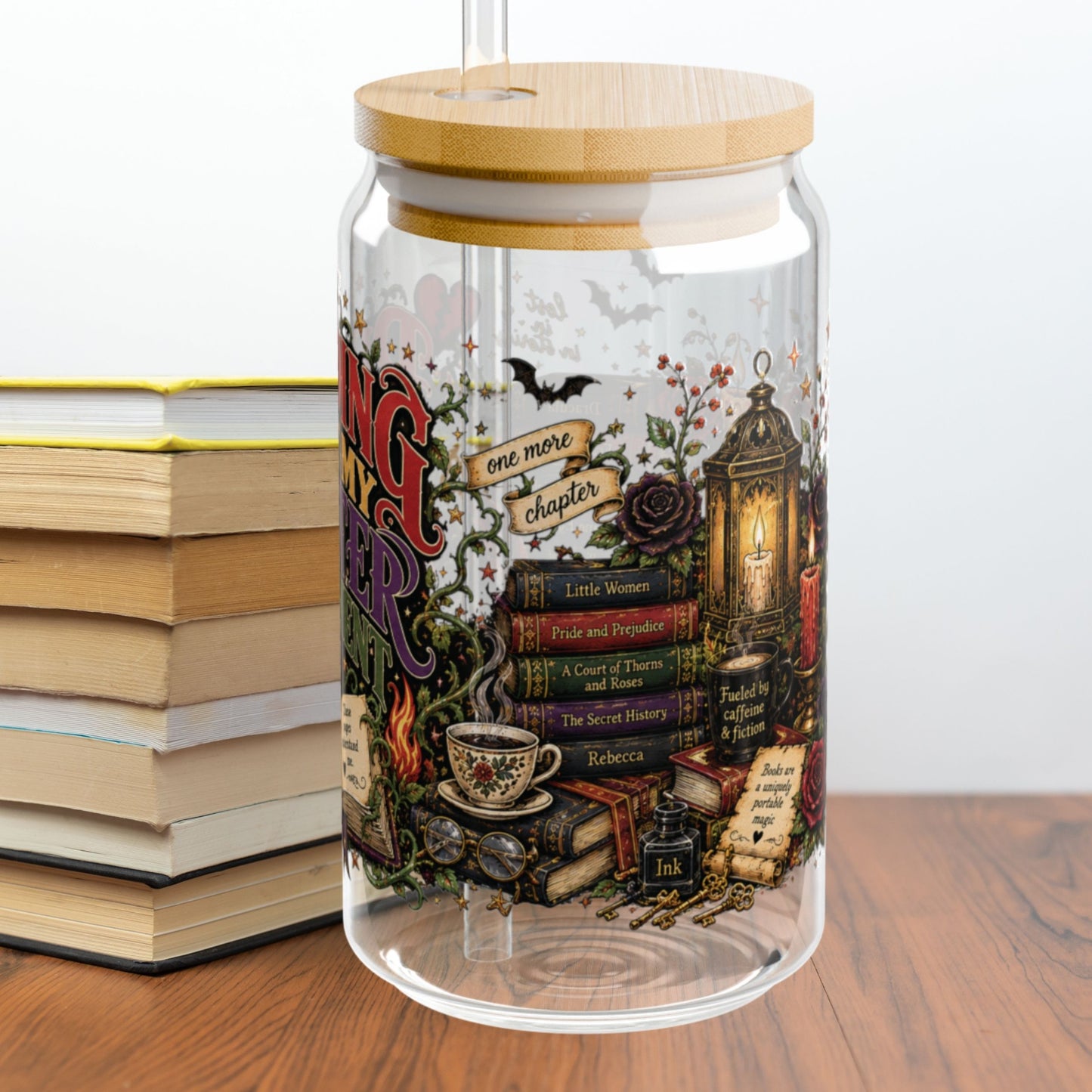 Reading Past My Better Judgment Glass Cup, Book Lover 16 oz Sipper Cup, Romance Reader Gift
