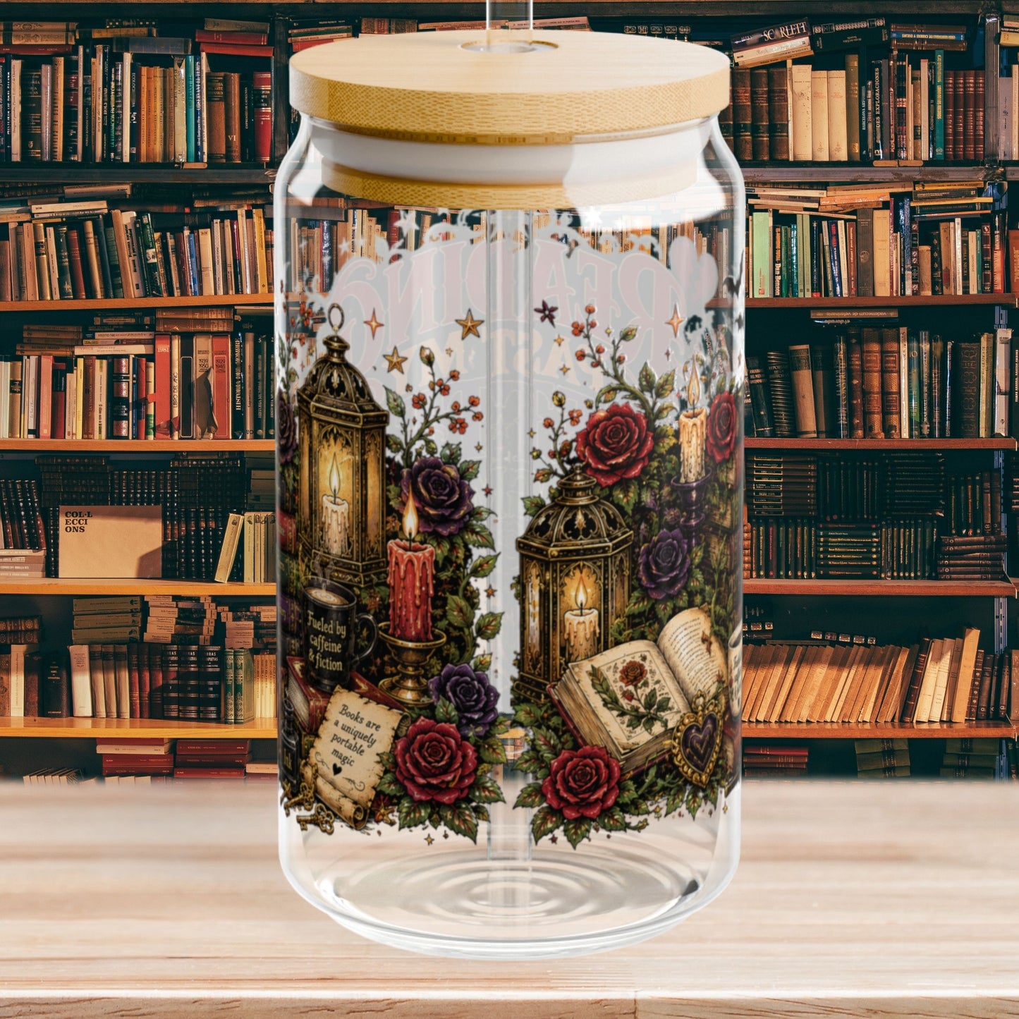 Reading Past My Better Judgment Glass Cup, Book Lover 16 oz Sipper Cup, Romance Reader Gift