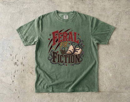 Feral for Fiction Shirt, Funny Book Lover T-Shirt, Romance Reader Tee, Bookish Graphic Shirt