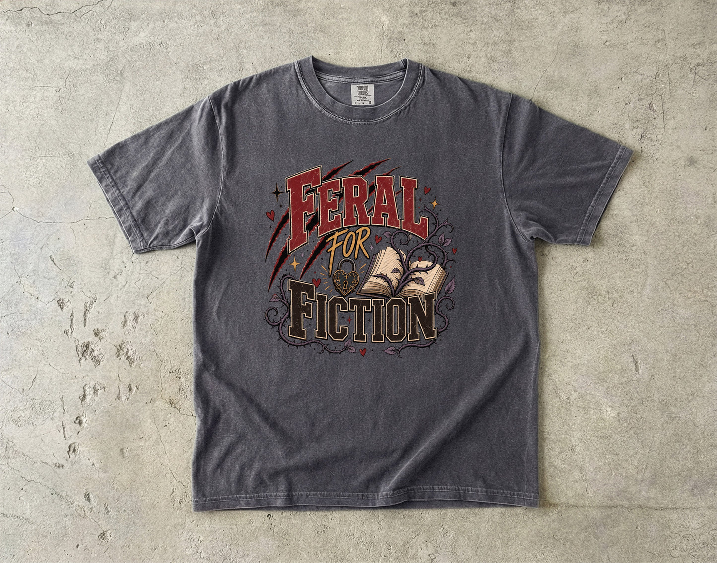 Feral for Fiction Shirt, Funny Book Lover T-Shirt, Romance Reader Tee, Bookish Graphic Shirt