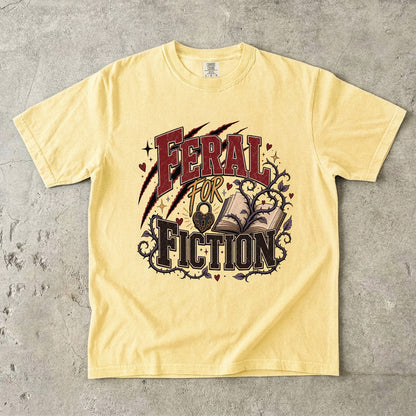 Feral for Fiction Shirt, Funny Book Lover T-Shirt, Romance Reader Tee, Bookish Graphic Shirt