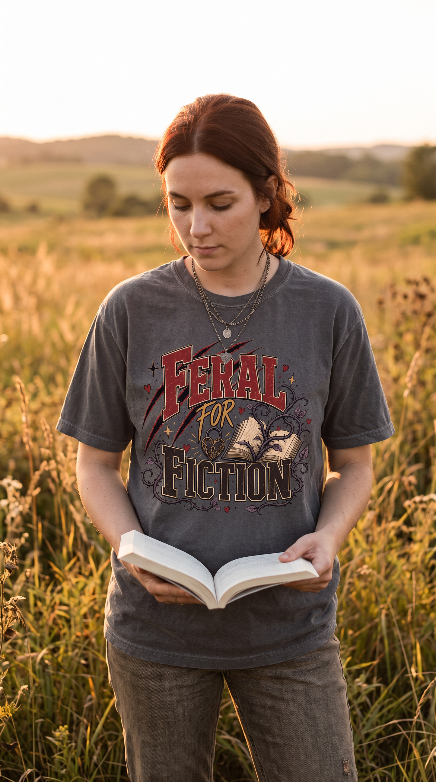 Feral for Fiction Shirt, Funny Book Lover T-Shirt, Romance Reader Tee, Bookish Graphic Shirt