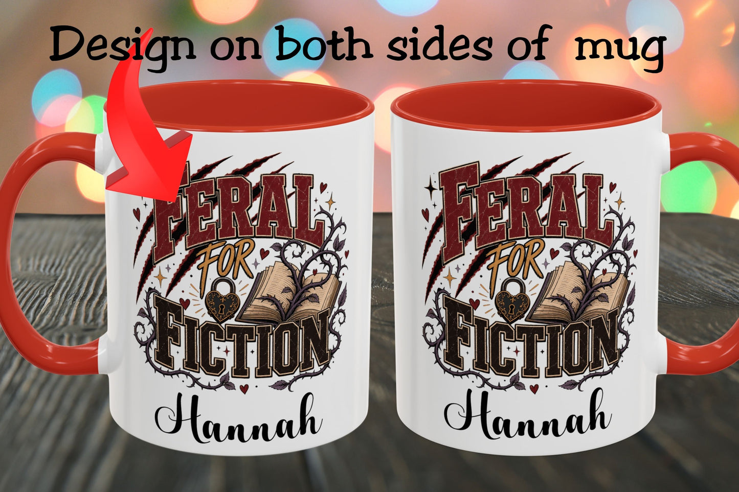 Personalized Feral for Fiction Mug, Funny Book Lover Mug, Custom Romance Reader Gift, Bookish Coffee Mug