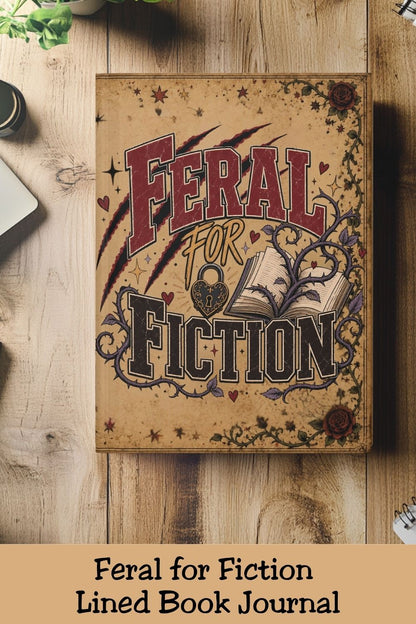 Feral for Fiction Journal, Book Lover Notebook, Romance Reader Journal, Dark Bookish Writing Journal, Literary Gift