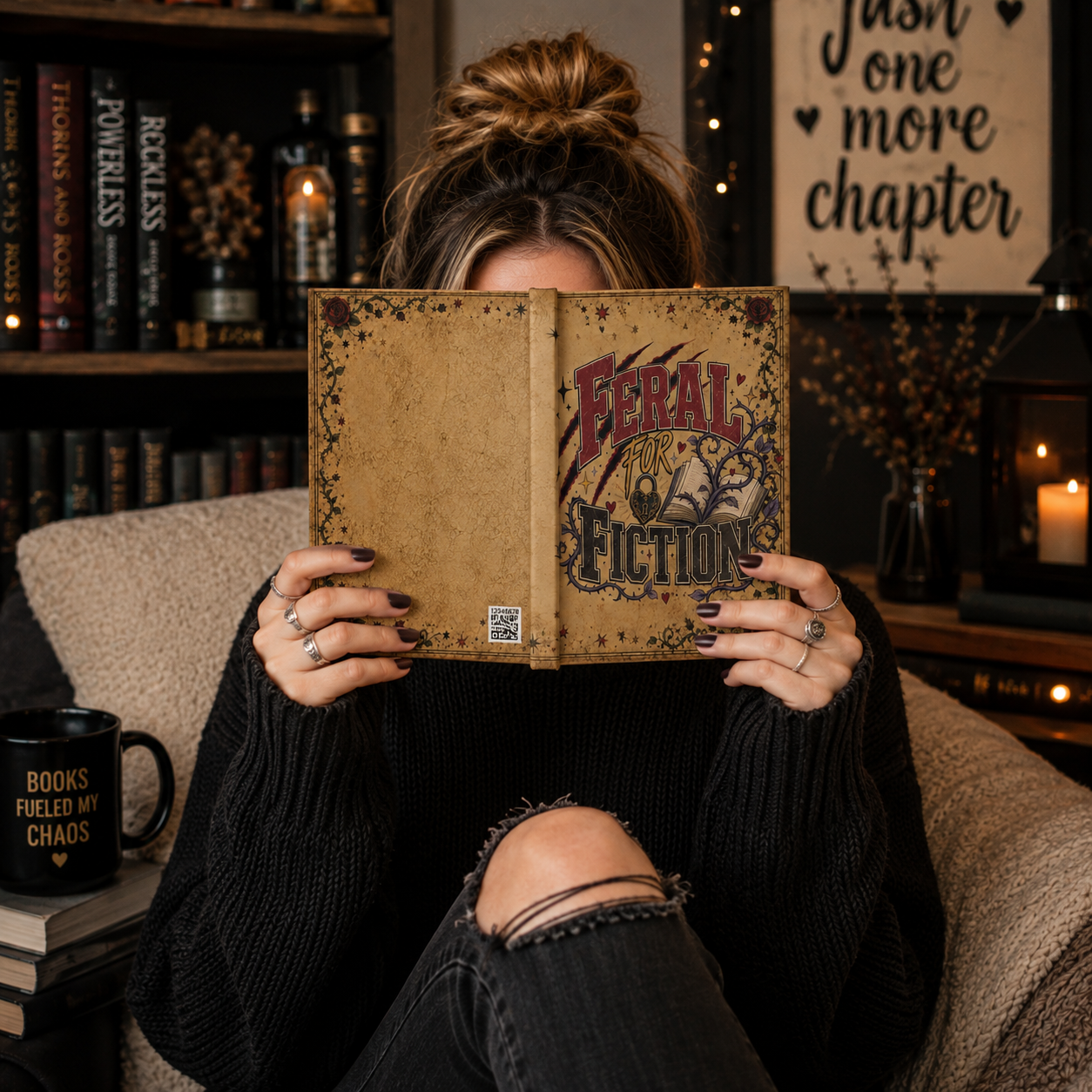 Feral for Fiction Journal, Book Lover Notebook, Romance Reader Journal, Dark Bookish Writing Journal, Literary Gift