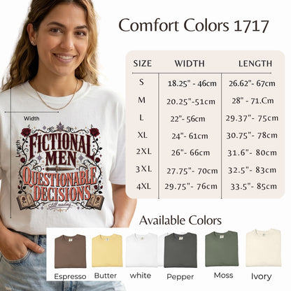 Fictional Men, Questionable Decisions Shirt, Romance Reader Shirt, Book Lover Tee, BookTok Gift