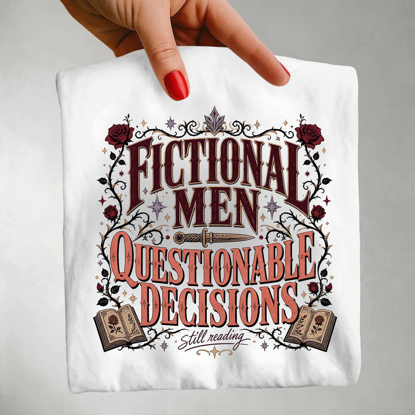 Fictional Men, Questionable Decisions Shirt, Romance Reader Shirt, Book Lover Tee, BookTok Gift