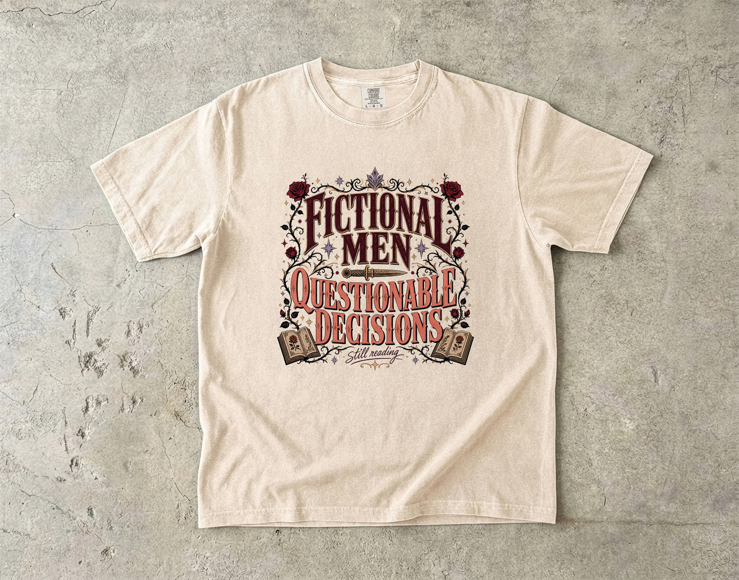 Fictional Men, Questionable Decisions Shirt, Romance Reader Shirt, Book Lover Tee, BookTok Gift