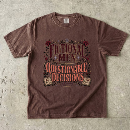 Fictional Men, Questionable Decisions Shirt, Romance Reader Shirt, Book Lover Tee, BookTok Gift
