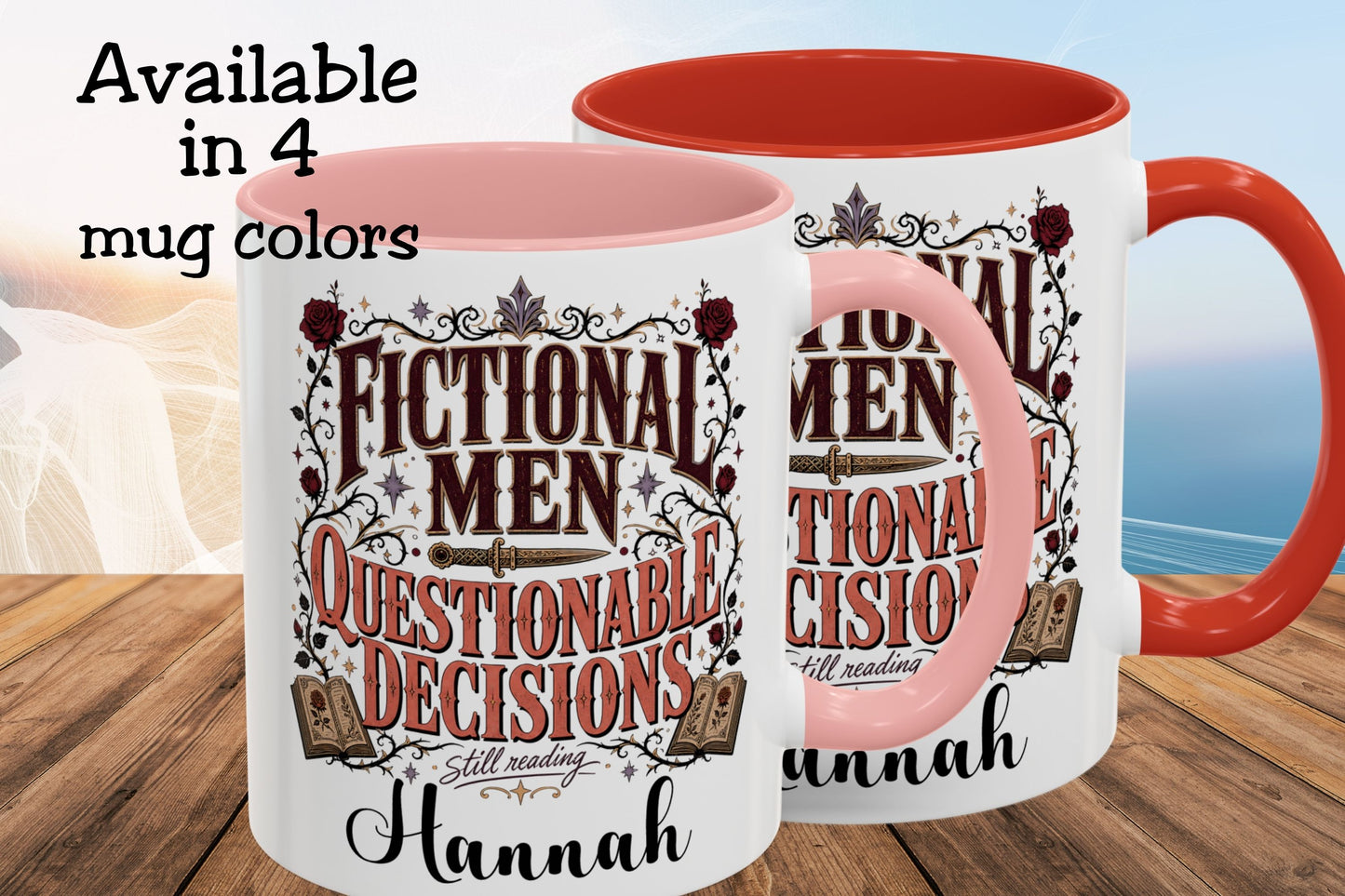Personalized Fictional Men, Questionable Decisions Mug, Romance Reader Mug, Book Lover Gift, Custom Bookish Mug