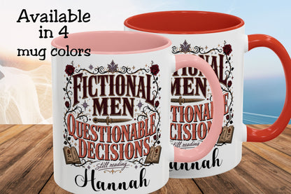 Personalized Fictional Men, Questionable Decisions Mug, Romance Reader Mug, Book Lover Gift, Custom Bookish Mug