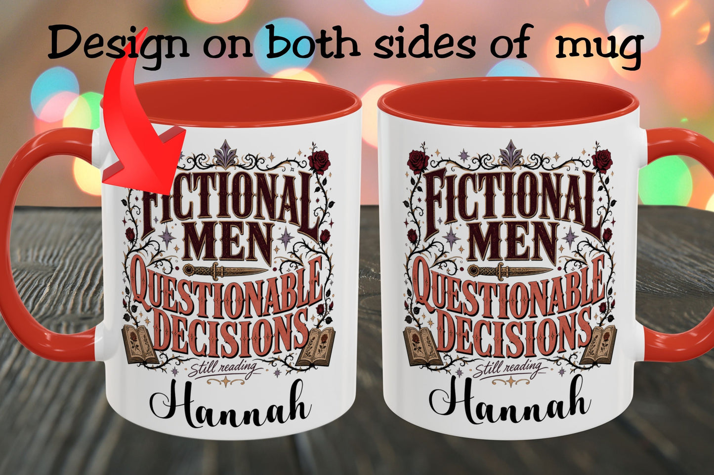 Personalized Fictional Men, Questionable Decisions Mug, Romance Reader Mug, Book Lover Gift, Custom Bookish Mug