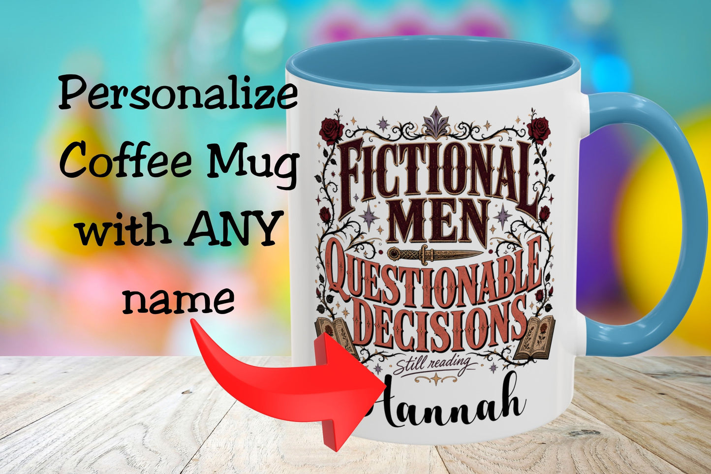 Personalized Fictional Men, Questionable Decisions Mug, Romance Reader Mug, Book Lover Gift, Custom Bookish Mug
