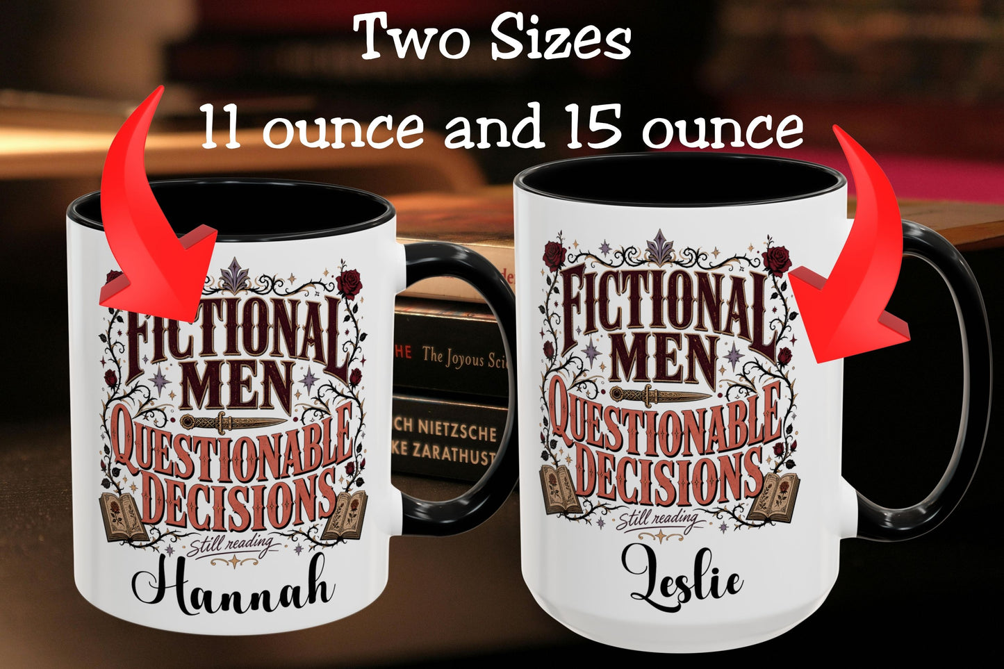 Personalized Fictional Men, Questionable Decisions Mug, Romance Reader Mug, Book Lover Gift, Custom Bookish Mug