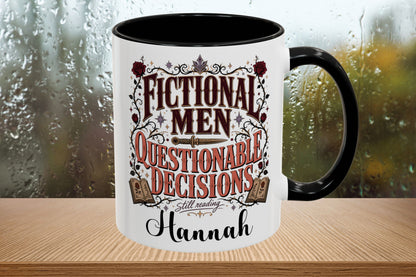 Personalized Fictional Men, Questionable Decisions Mug, Romance Reader Mug, Book Lover Gift, Custom Bookish Mug