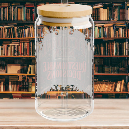 Fictional Men, Questionable Decisions Glass Cup, Romance Reader Cup, Book Lover Iced Coffee Glass, BookTok Gift