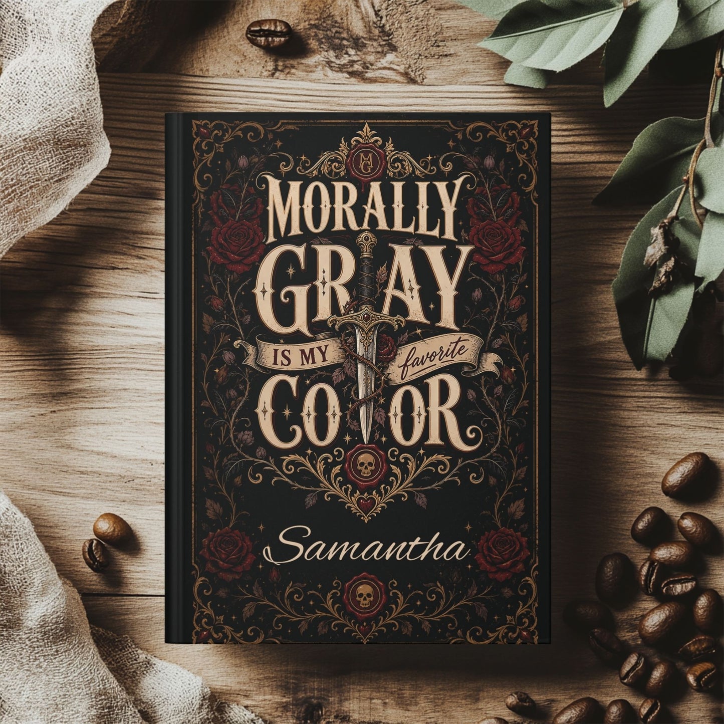 Personalized Morally Gray Is My Favorite Color Journal, Dark Romance Book Lover Notebook, Custom Name Reader Gift