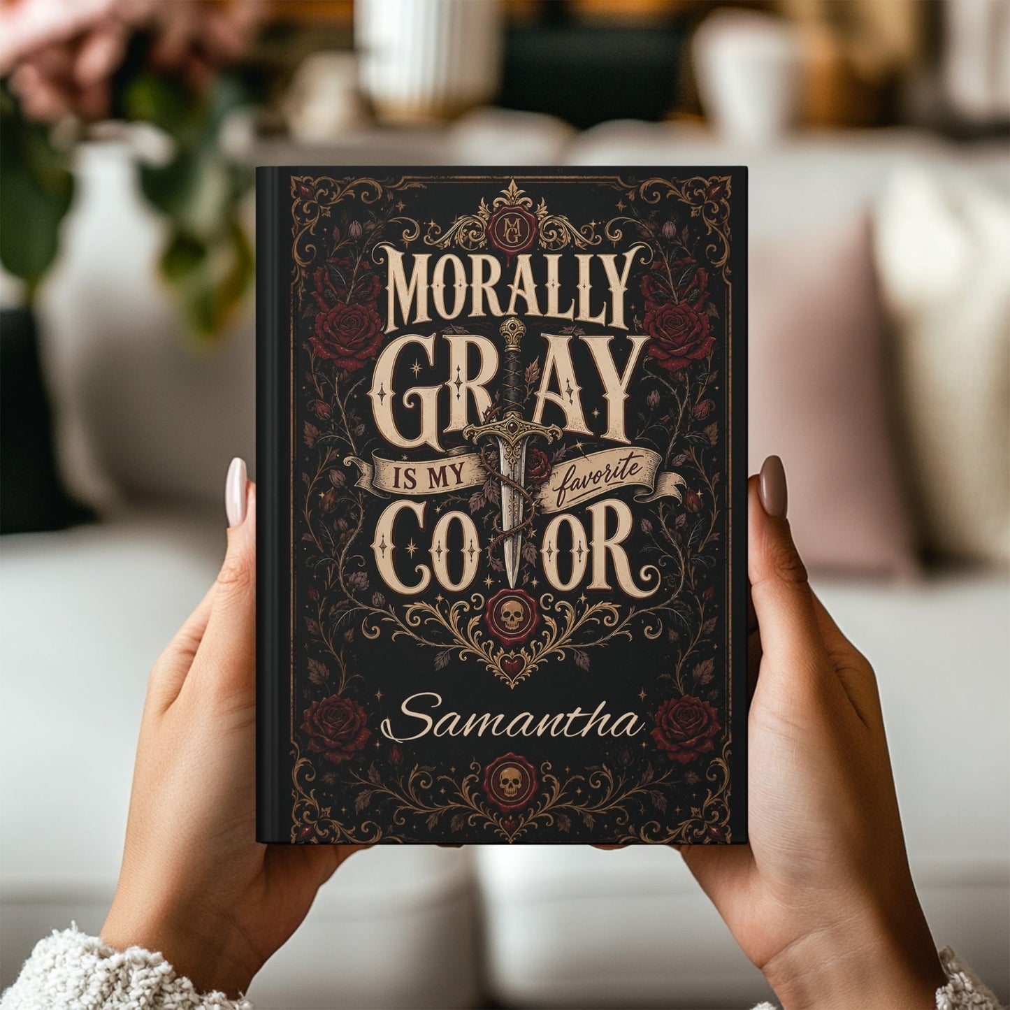 Personalized Morally Gray Is My Favorite Color Journal, Dark Romance Book Lover Notebook, Custom Name Reader Gift