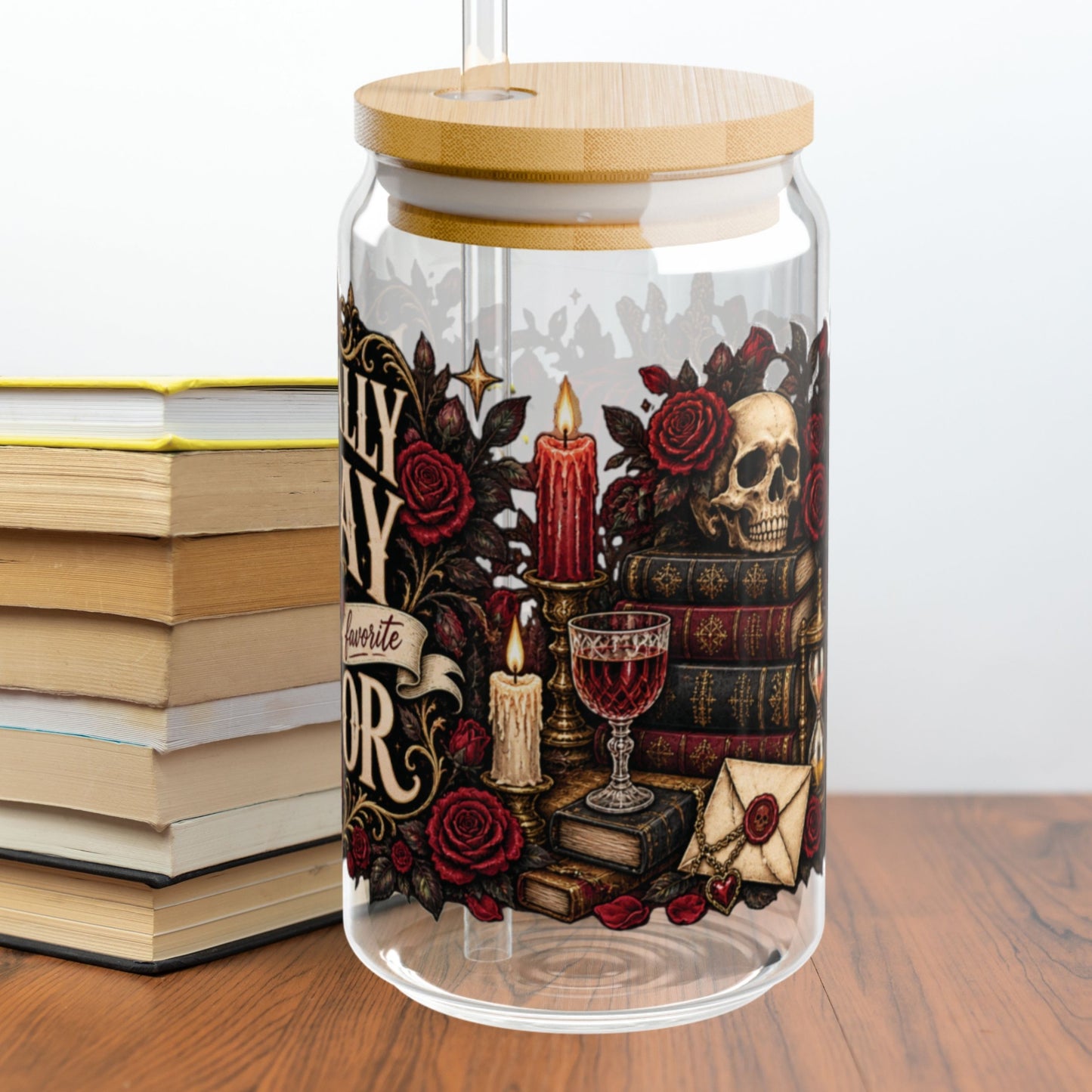 Morally Gray Is My Favorite Color 16 oz Glass Cup, Dark Romance Book Lover Libby Cup, Gothic Reader Gift