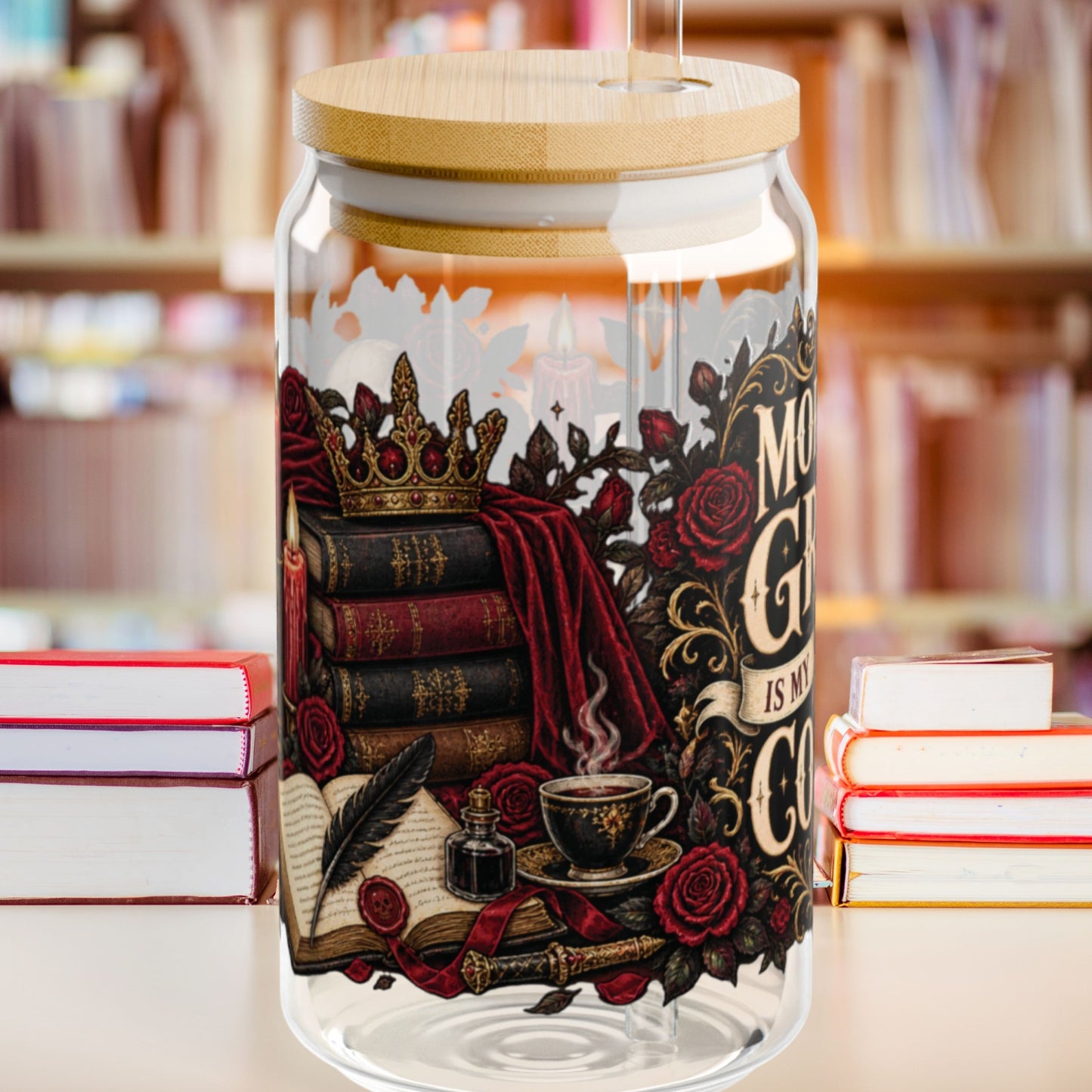 Morally Gray Is My Favorite Color 16 oz Glass Cup, Dark Romance Book Lover Libby Cup, Gothic Reader Gift